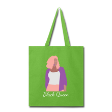Load image into Gallery viewer, Black Queen Tote Bag - lime green
