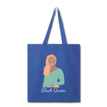 Load image into Gallery viewer, Black Queen Tote Bag - royal blue
