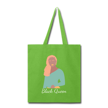 Load image into Gallery viewer, Black Queen Tote Bag - lime green
