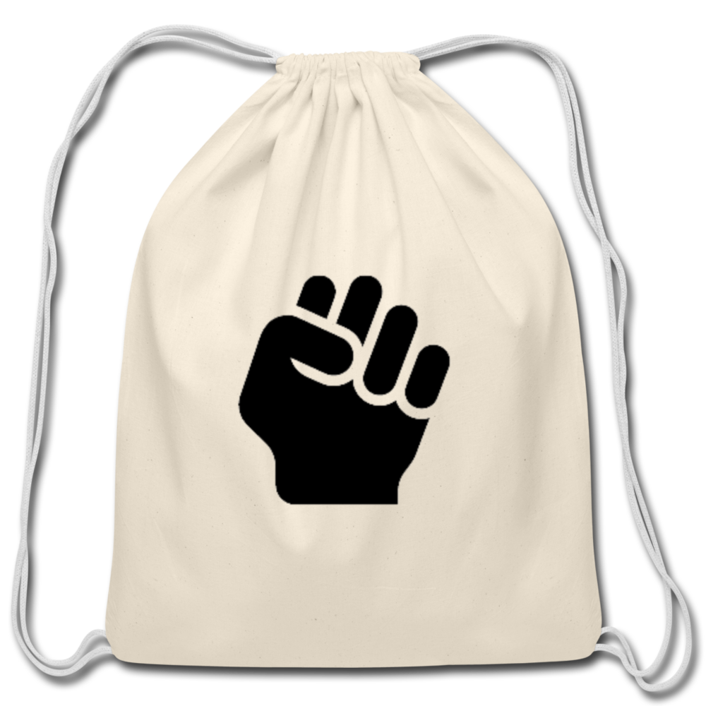 Black Power Collection Cotton Draw String Bag - natural